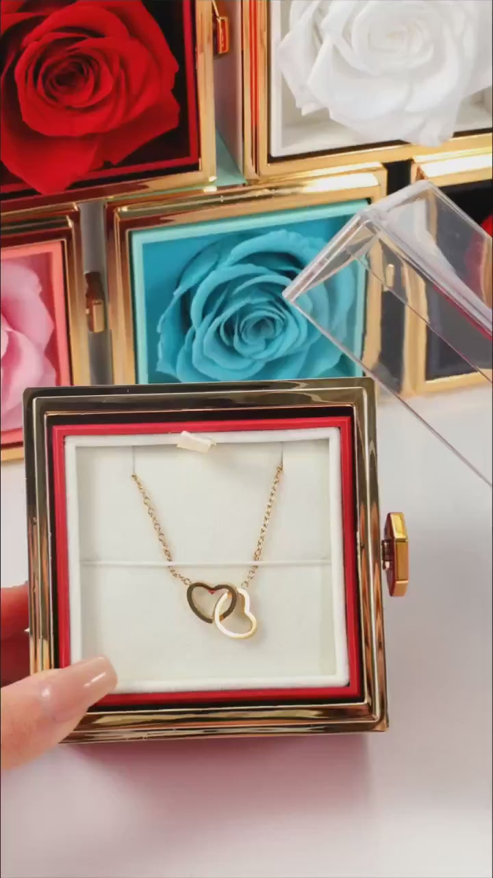 Eternal Love Gift Set: Rose Box with Engraved Necklace & Real Rose