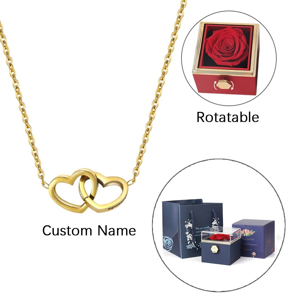 Popular The Eternity Rose W/ Pendant & Earrings Red and Gold Gift Set